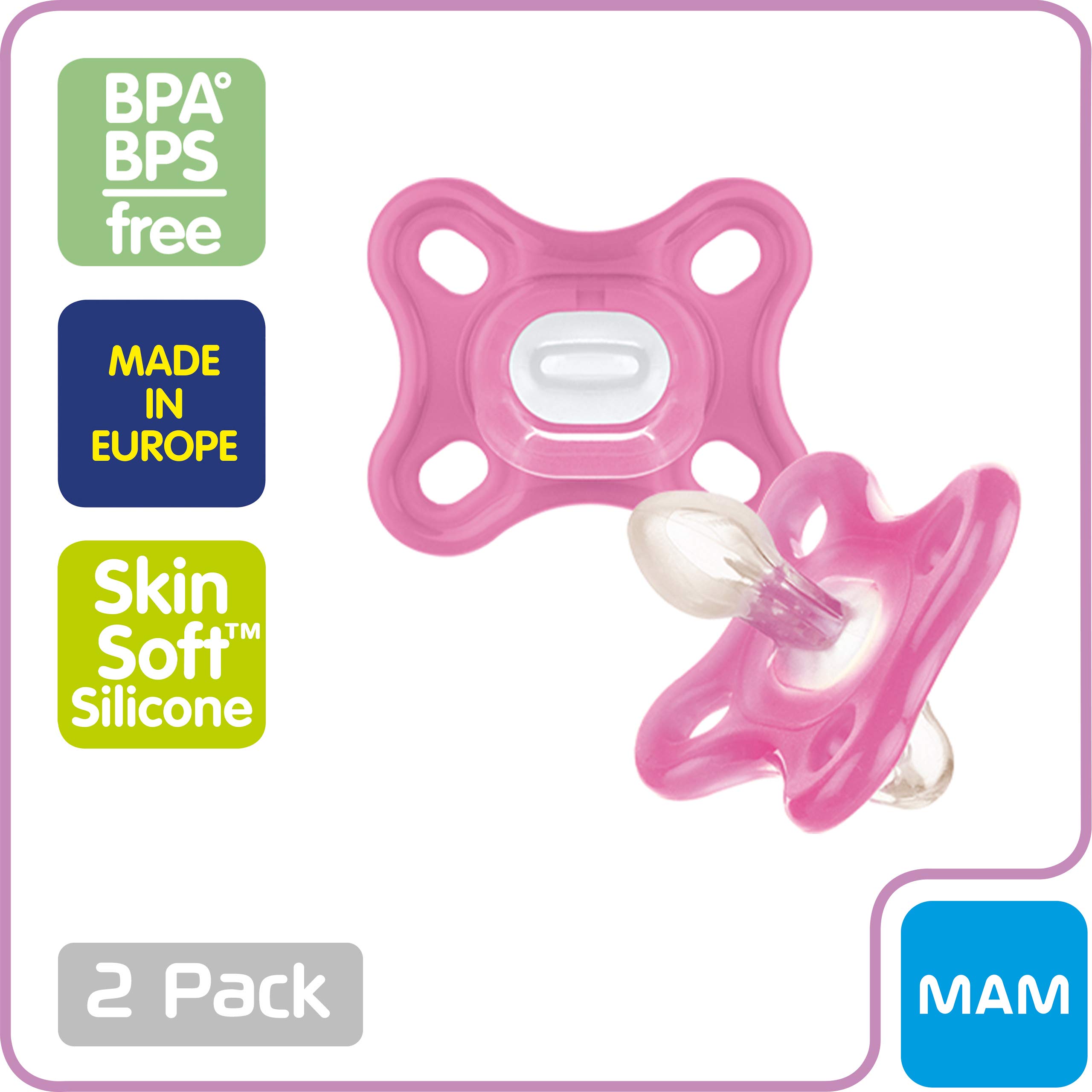 MAM Comfort Pacifiers, Newborn Pacifiers (2 Pacifiers with 1 Sterilizer