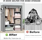 OPPAIYA Canvas Wardrobe, Portable Pop Up Wardrobe with Shelves, 105x45x165cm view 5