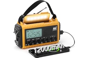 PPLEE Emergency Radio12000mAh, Weather Radio 6 Ways Powered, Solar Hand Crank Radio Flashlight Cell Phone Charger, AUTO NOAA AM/FM/SW Portable Radio Rechargeable, Reading Lamp, SOS Alarm for Emergencies