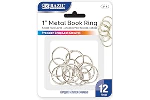 BAZIC PRODUCTS BAZIC Loose Leaf Binder Ring 1", Book Rings Binder Rings, Nickel Plated Steel Metal Ring for Flash Cards, Index Card, Keychain (12/Pack), 1-Pack