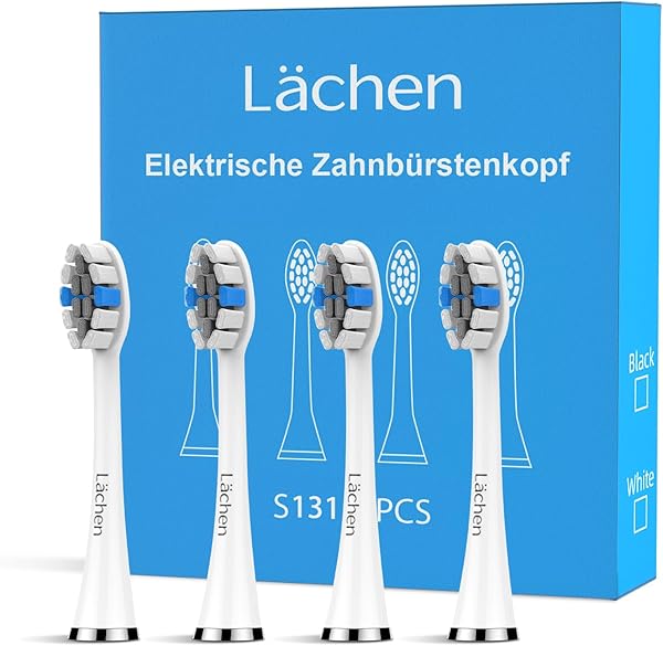 Lächen Ersatzbürstenkopf,Passend für alle elektrischen Zahnbürsten von Lächen, 4 Stück (C-weiß)