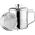 Chihee Oil Strainer Pot Grease Can, 1.2 L Stainless Steel Oil Storage Can Container with Fine Mesh Strainer, Suitable for Sto