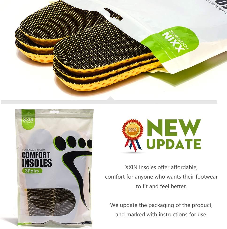 3 Pairs Breathable Shoe Insoles Water Shoes Inserts Sports Shoe Insole Replacement Insoles for Men (US8-12): Health & Personal Care
