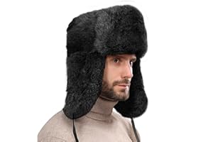 PURFUN Men Women Faux Fur Trapper Hat Winter Thick Furry Ushanka Earflap Cap Windproof Cycling Ski Hunting Hat with Ear Flap