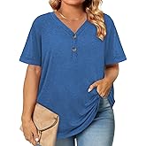 Womens Plus Size Summer Tops Trendy Button Down Shirts Business Casual Loose Tunics L-4XL