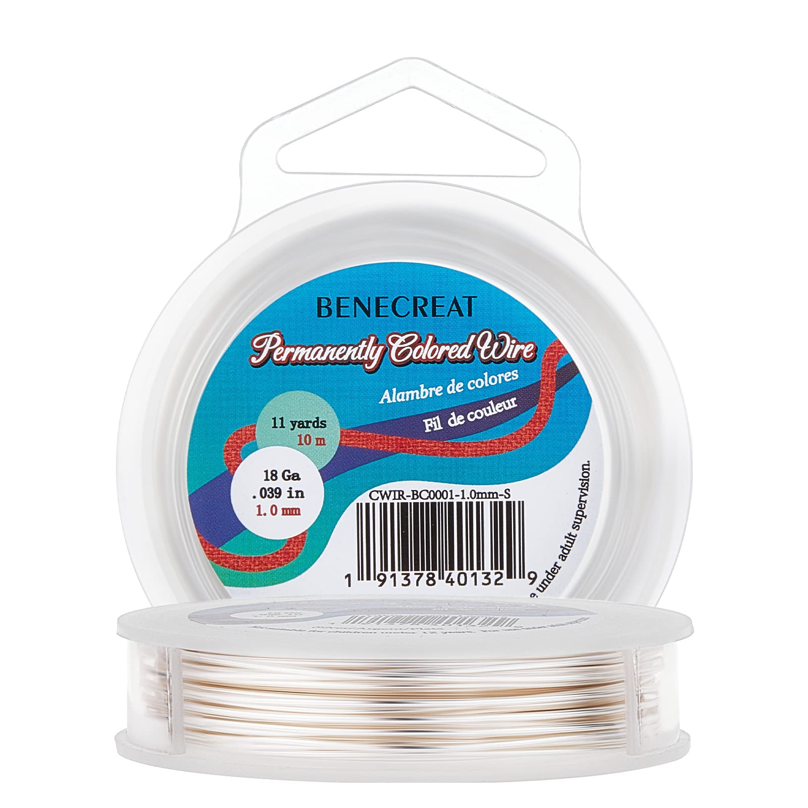 BENECREAT 1mm Real Gold Plated Jewellery Making Copper Wire, 10m Tarnish Resistant Silver Wire Beading Craft Wire for Jewelry Making Supplies and Crafting