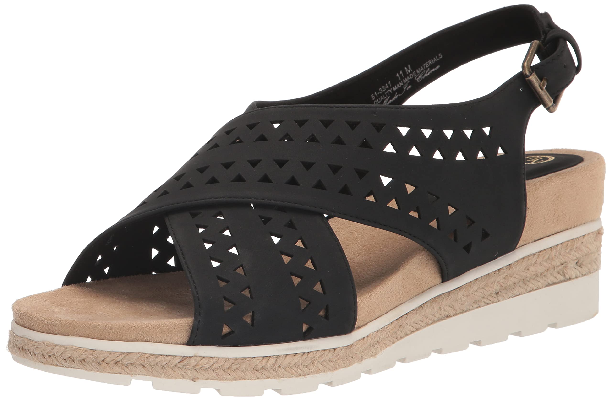 Bella Vita Women’s Cosette Wedge Sandal, Black, 11 X-Wide