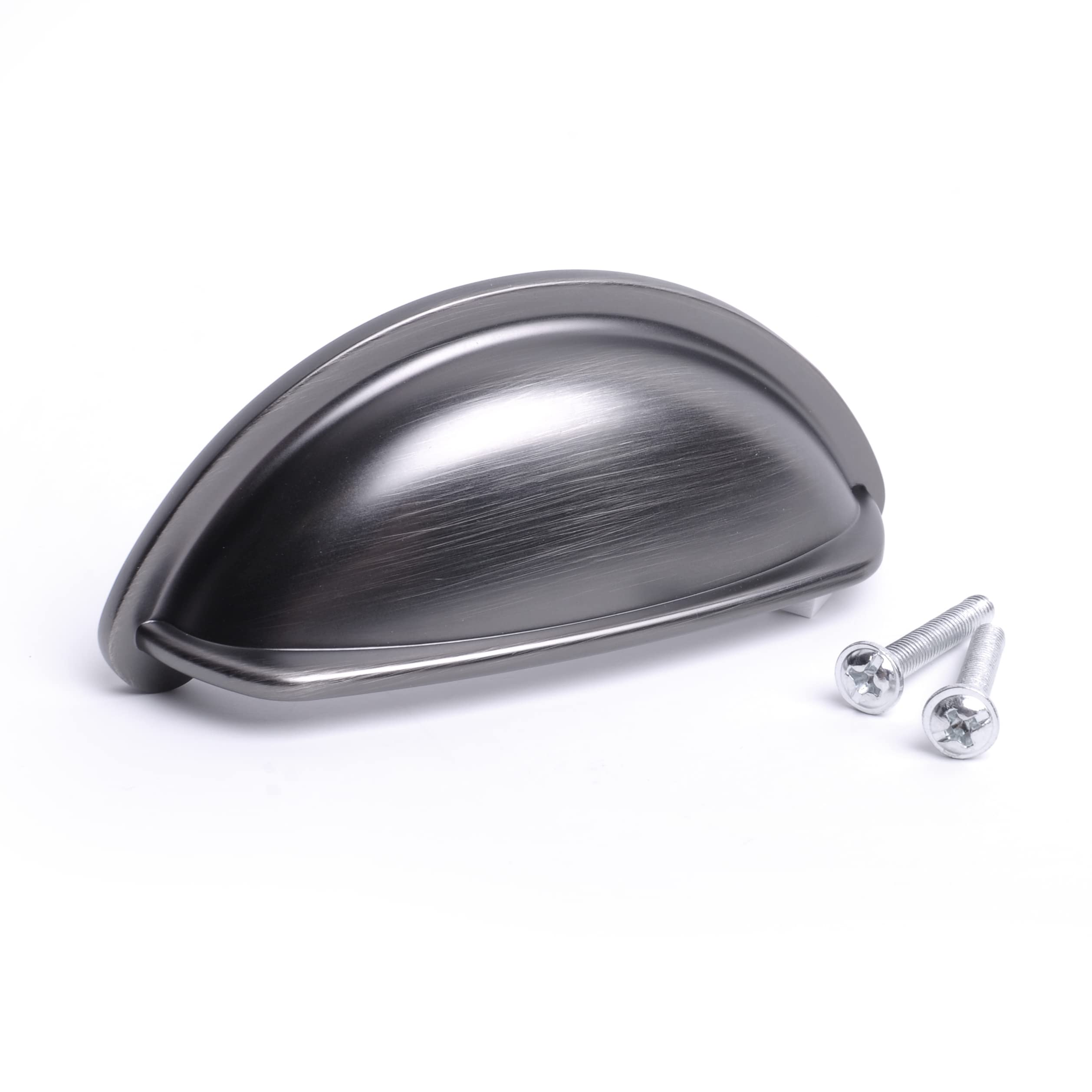 BSM Marketing Ariel Antique Cupboard Cabinet Door Drawer Cup Pull Handle Stepped Chrome/Matt Black/Pewter/Brushed (2, Pewter)