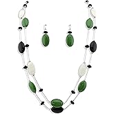 Firstmeet 2 Layer Statement red and black Beads Long Necklace