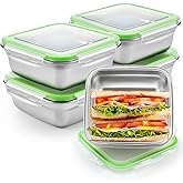 Blushtier 4 Pack Stainless Steel Sandwich Containers with Lids 25. 4 oz Metal Food Container for Lunch Boxes with Airtight Silicone Seal for Sandwiches and Snacks