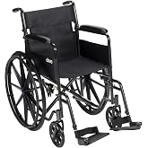 Drive Medical Silver Sport 1 Folding Transport Wheelchair, Black | Lightweight Folding Wheelchair Features Full Armrests and Removable Swing-Away Footrests for Easy Mobility