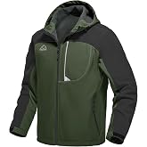 Rdruko Men's Lightweight Softshell Jacket Fleece Lined Hooded | Waterproof, Windproof, Fleece Lining, Light, Outdoor, Hiking, Rain, Soft Shell, Windbreaker, Fall Winter Jacket Coat