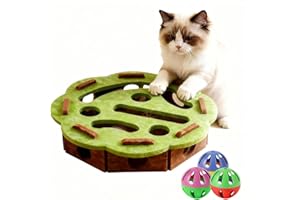 Cat Nail File Box, Scratch Puzzle Enrichment Boxes, Interactive Soft Felt Maze Toy for Indoor Cats and Kittens with 3 Bell Ba