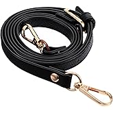 Black Purse Straps Replacement,41-47 in Adjustable Crossbody Bag Strap,0.47in Width Leather Strap with Gold Metal Swivel Hooks for Shoulder Bag Handbag Purse