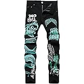 Baylvn Men's Casual Printed Slim Fit Jeans Skinny Denim Pants