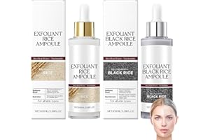 BIRUNWER Rice Exfoliant Ampoule Duo, Black and White Face Peeling Solution, Moisturizing Pore Minimizer, 2-Pack, 100ml