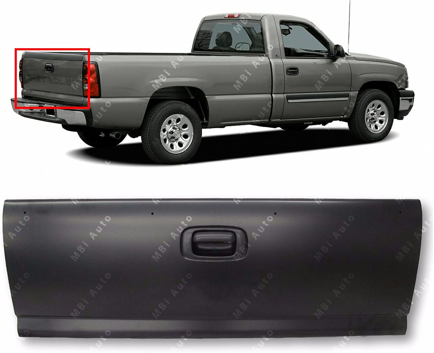MBI AUTO Primered, Steel Tailgate W/ Assembly for 1999 2000 2001 2002