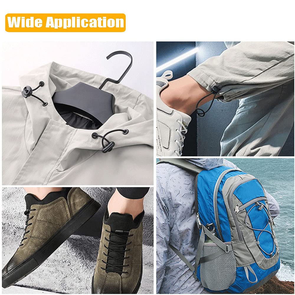 Jneoace 45 Pcs Plastic Cord Locks End Spring Stopper, Spring Cord Toggle for Drawstrings, Bags, Mask Adjustment, Clothing, Black