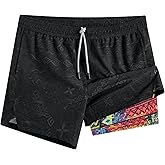 maamgic Men's 5'' Athletic Shorts 2 in 1 Running Shorts Recycled Polyester Workout Shorts