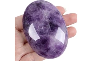 ZHIYUXI 2.4" Amethyst Crystal Gemstones Amethyst Stone Purple Healing Crystals Decor Worry Stone Energy Balancing Therapy Polished Stones Palm Stone Mediation Gifts 1PC