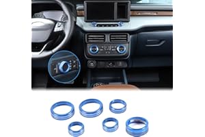 Aunginsy Compatible with Ford Maverick 2022-2024 Aluminum Car Centre Console Air Conditioner Volume Knob Button Circle Cover Car Gear Shift Switch Button Ring Trim Cover Knob Protect Ring Accessories