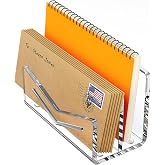 Beego Envelope and Mail Organizer Countertop - 2 Compartments Clear Acrylic Desk Organizer Letter Holder Desktop File Sorter Bill Document Folder Rack for Office, Home, School Desk Organization
