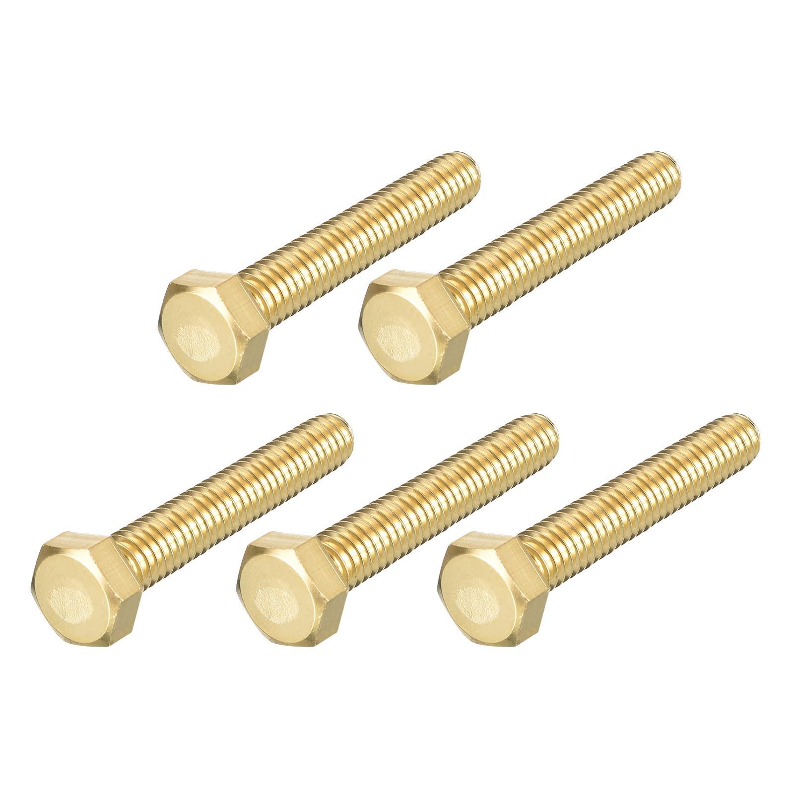 METALLIXITY Hex Head Screw Bolt (5/16-18x2") 5Pcs, Brass Fully Threaded Solid Brass Hex Bolts Machine Screws - for Machinery Repair โ image 1