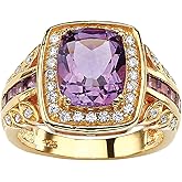 PalmBeach Yellow Gold-plated Sterling Silver Emerald Cut Genuine Purple Amethyst and Cubic Zirconia Ring Sizes 6-10