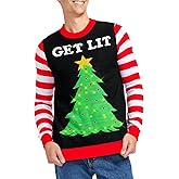Tipsy Elves Light Up Ugly Christmas Sweaters for Men - Funny Holiday Pullover with LED Lights for Winter Gatherings