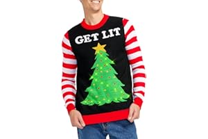 Tipsy Elves Light Up Ugly Christmas Sweaters for Men - Funny Holiday Pullover with LED Lights for Winter Gatherings