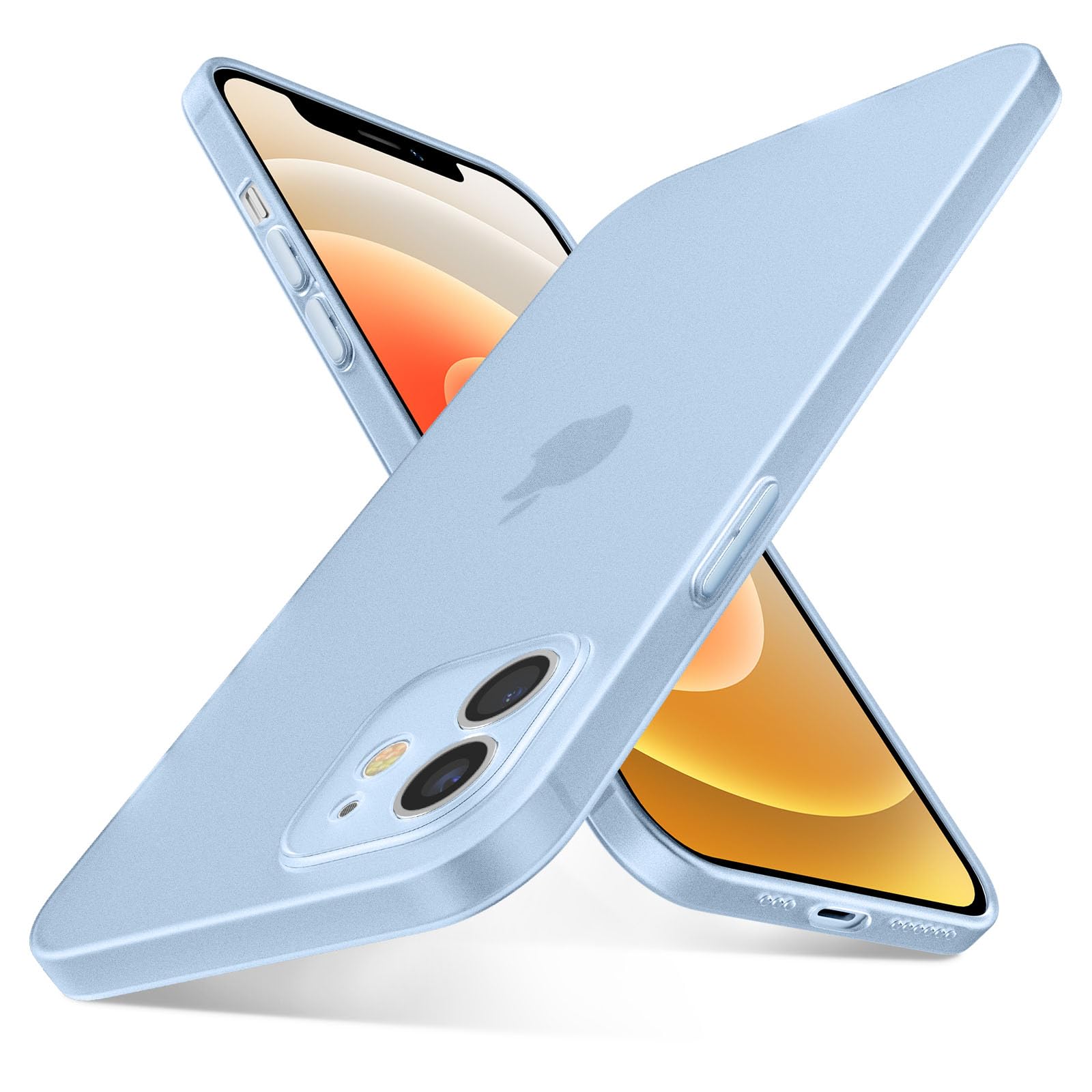 QLTYPRI Ultra Thin Case for iPhone 12 Case 6.1 inch with Full Coverage Camera Protection, Translucent Matte Slim Lightweight Soft Silicone TPU Bumper Shockproof Phone Case Cover for iPhone 12 – Blue