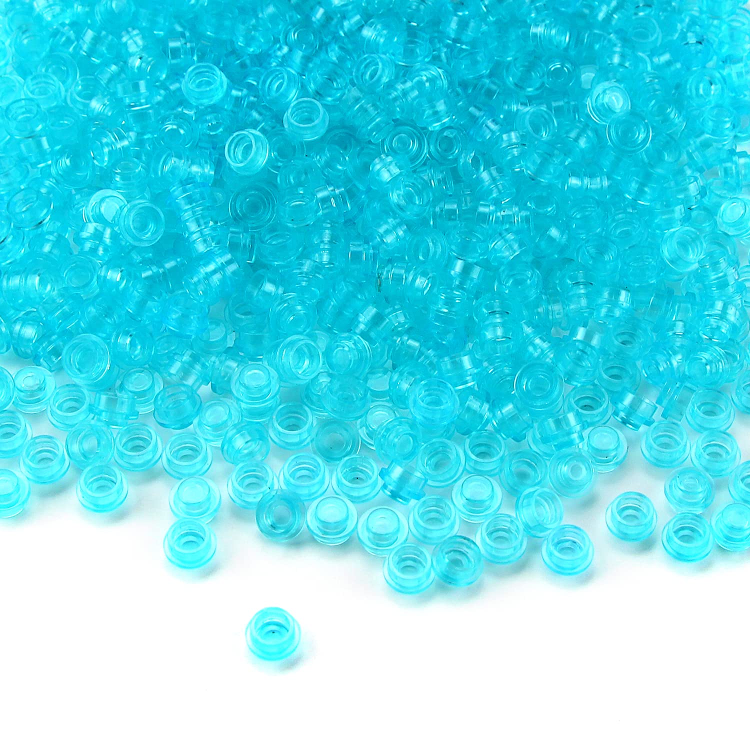Feleph 1000PCS Transparent Light Blue Round Plates 1X1 Building Blocks Parts and Pieces Bricks Dots Bulk Studs Accessories Kit Compatible with Major Brand