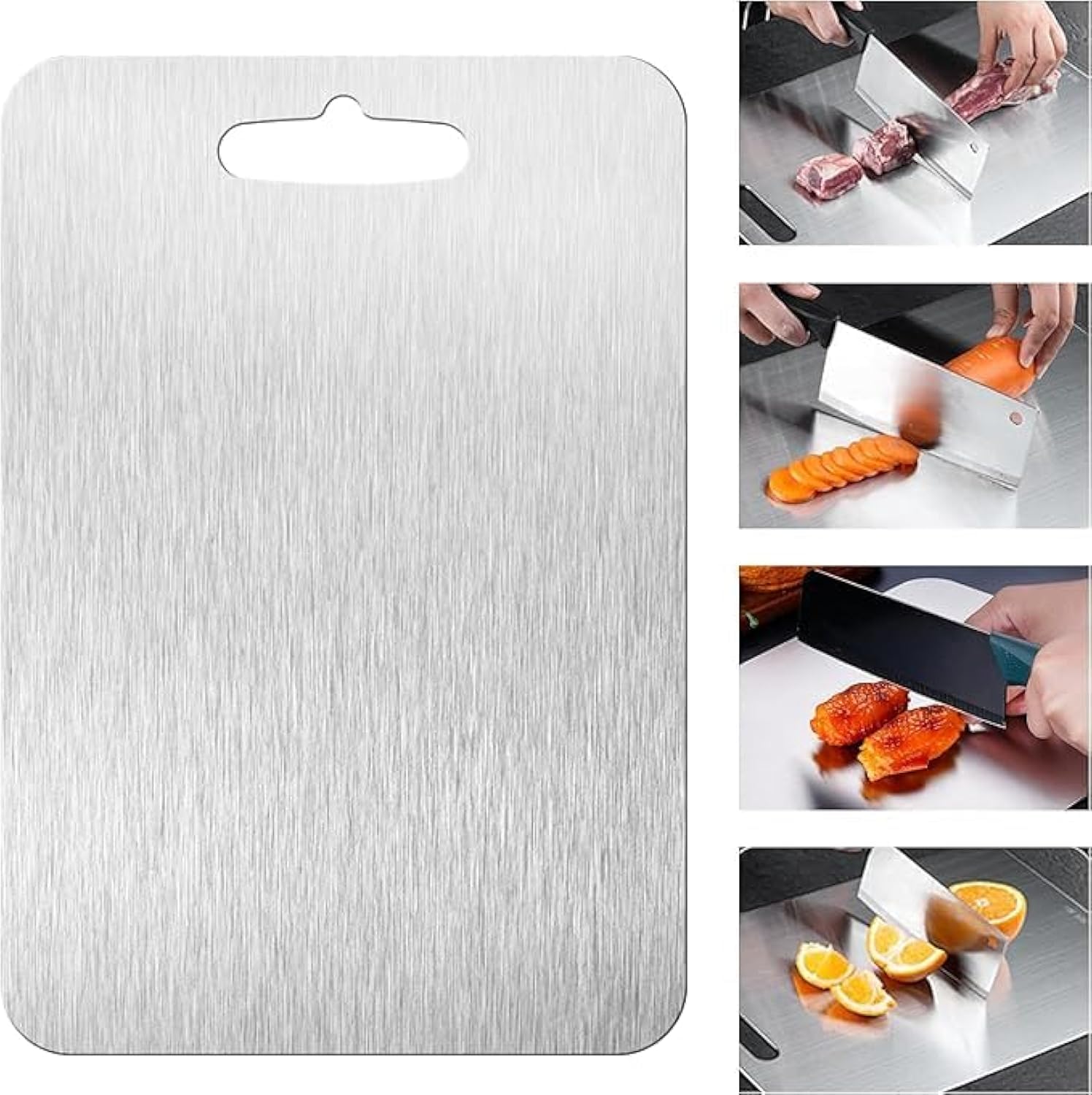 Photo 1 of New Titanium Cutting Board - 100% Pure Titanium Cutting Boards For Kitche, 1 Pack Double-sided food-grade Titanium Cutting Board For Cutting Meats, Fruits And Vegetables. (11.4x8in)