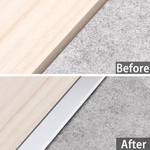 Trimold 3 stukken Aluminium T-molding trim en vloerverbindingsstrips, platte deelstrip voor deurdrempel en vloerlekken van laminat planken en tegels (0,9 m x 2 cm, Mat Zwart