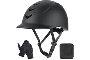 XIWAMA Horse Riding Helmet Set – Lightweight, Adjustable Equestrian Helmet for Men & Women with Touchscreen Gloves & Storage Bag – Comfortable, Breathable Horseback Riding Gear