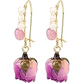 ELEXIS flower Earrings For Women Handmade Dainty SimpleTrendy Comfy Aesthetic Dangle Earrings Hypoallergenic Engaged Wedding Bridesmaid Hanging Jewelry