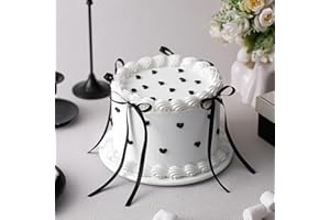 Remerry 6 Inch Black Bow White Round Fake Cake Funny Birthday Cake Decor Wedding Dessert Props Artificial White Dessert for Display Photography Women Birthday Wedding Gift