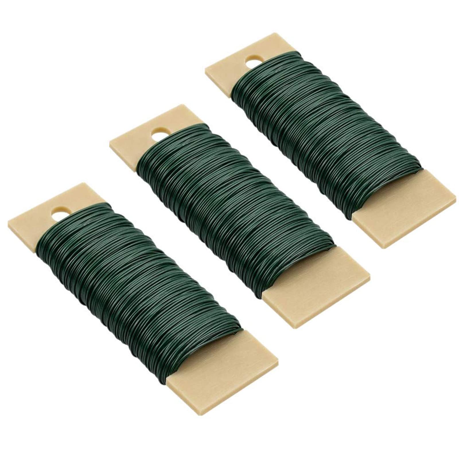 Florist Wire - 3 Rolls 22 Gauge Green Wire for Wreath Making, Floral Arrangement, Crafting, Wedding, Christmas, Garden