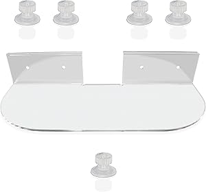 Brentmoor Acrylic Double Shelf - Clear Indoor Floating Garden Window Shelf for Microgreen Herbs Seed Starter Planter Pots - Complete with Additional Extra Strong Durable Suction Cup