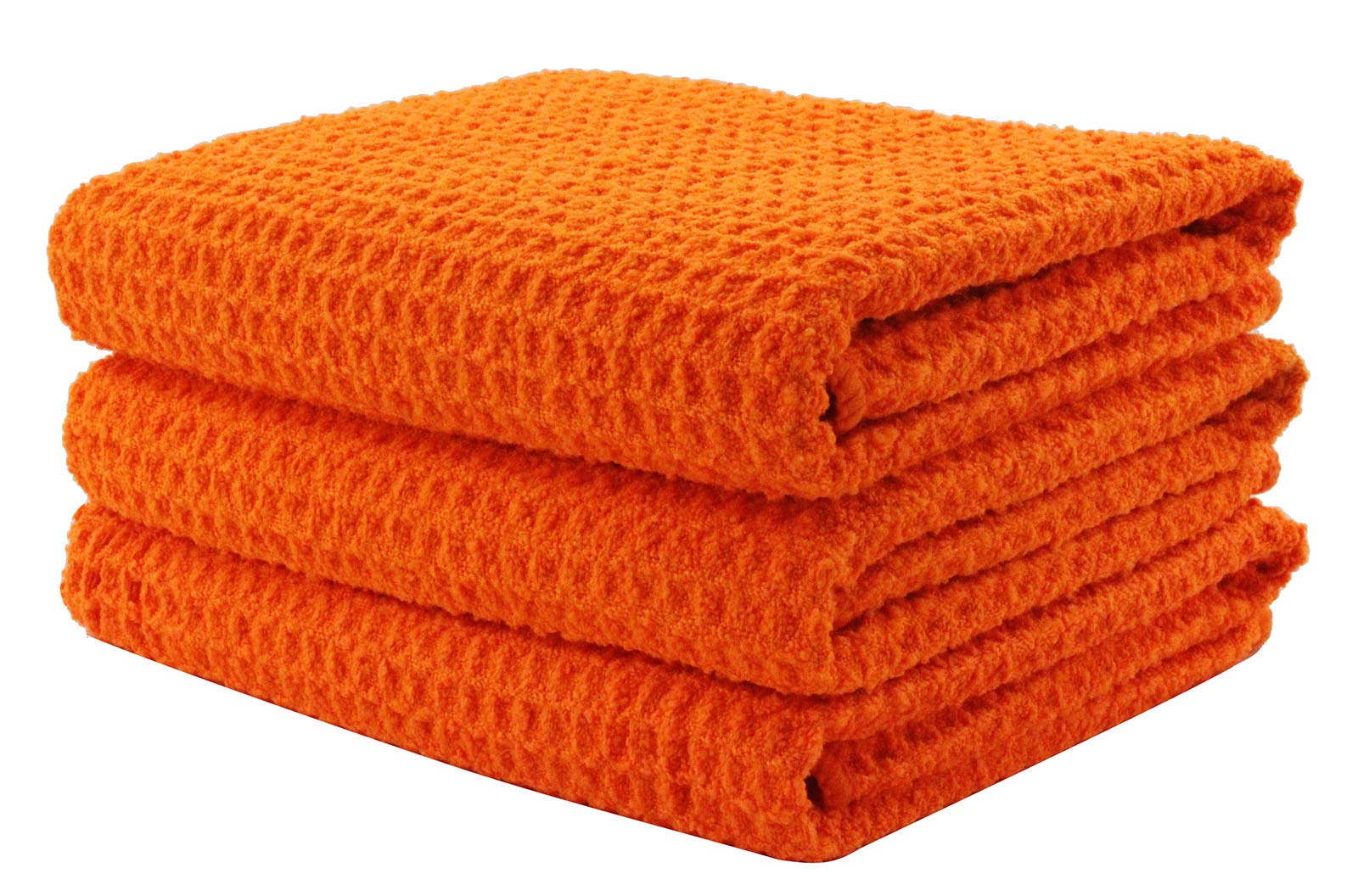Aniease Dish Drying Towels, Microfiber Kitchen Towel Super Absorbent Fast Drying Waffle Weave Dishcloths, Set of 3 Cleaning Cloths Bar Towel (Neon Orange, 40CMx60CM)