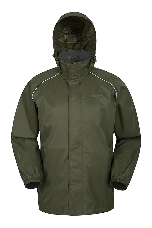 Mountain Warehouse Pakka Wasserdichte Herren Jacke zusammenfaltbare Regenjacke Windjacke Kapuze Tragebeutel Camping Outdoor, 