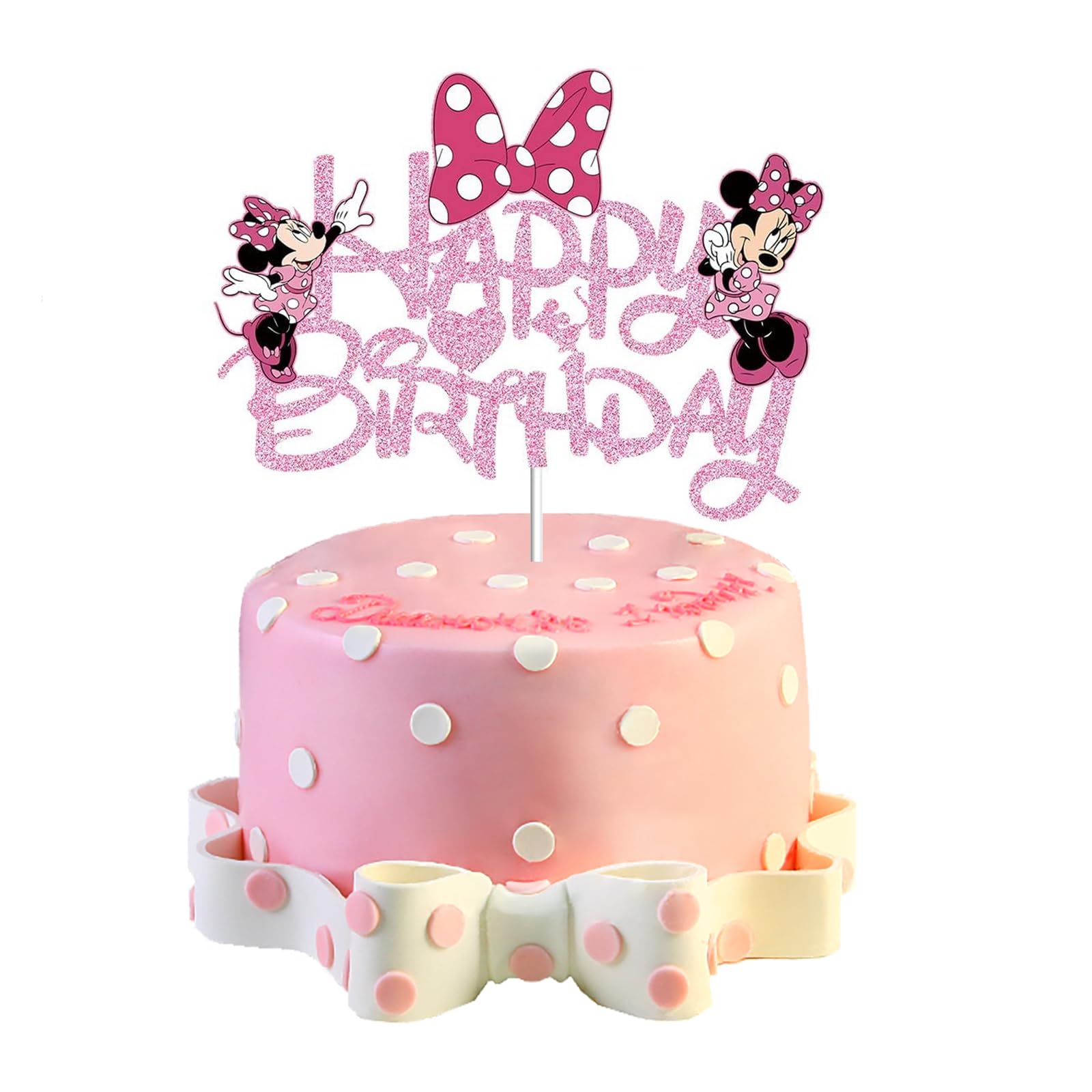 Photo 1 of UNIVILLE Pink Mouse Birthday Cake Topper for Girls, Glitter Pink Bow Mouse Birthday Cake Decoration Mouse Birthday Party Decoration for Baby Shower Girl Birthday Party Supplies