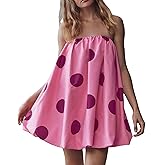 Faretumiya Women Polka Dot Bubble Mini Dress Strapless Flowy Short Tube Dress Off Shoulder Y2k Balloon Dress Party Beach(