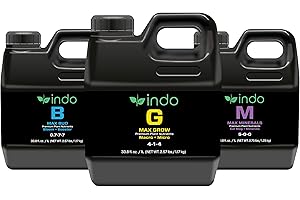 Indo MAX Nutrients - (1L 3-Pack). MAX Grow (Micro+Macro), MAX Bud (Bloom + PK Booster), MAX Minerals (Cal-Mag+Iron). Complete