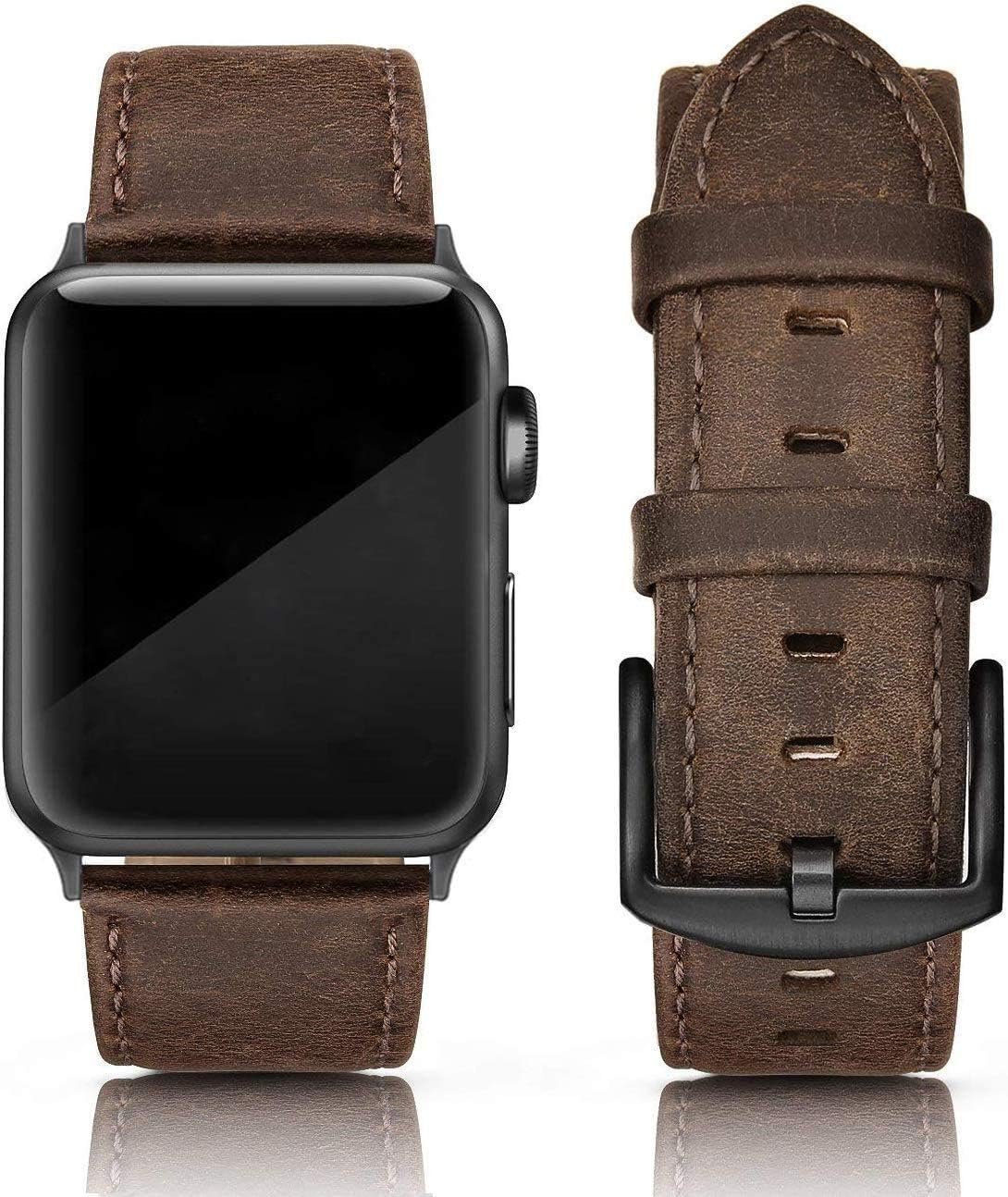 PARMPH Leather Strap Compatible with Apple Watch Band 42mm(Series 3/2/1) 44mm 45mm 46mm