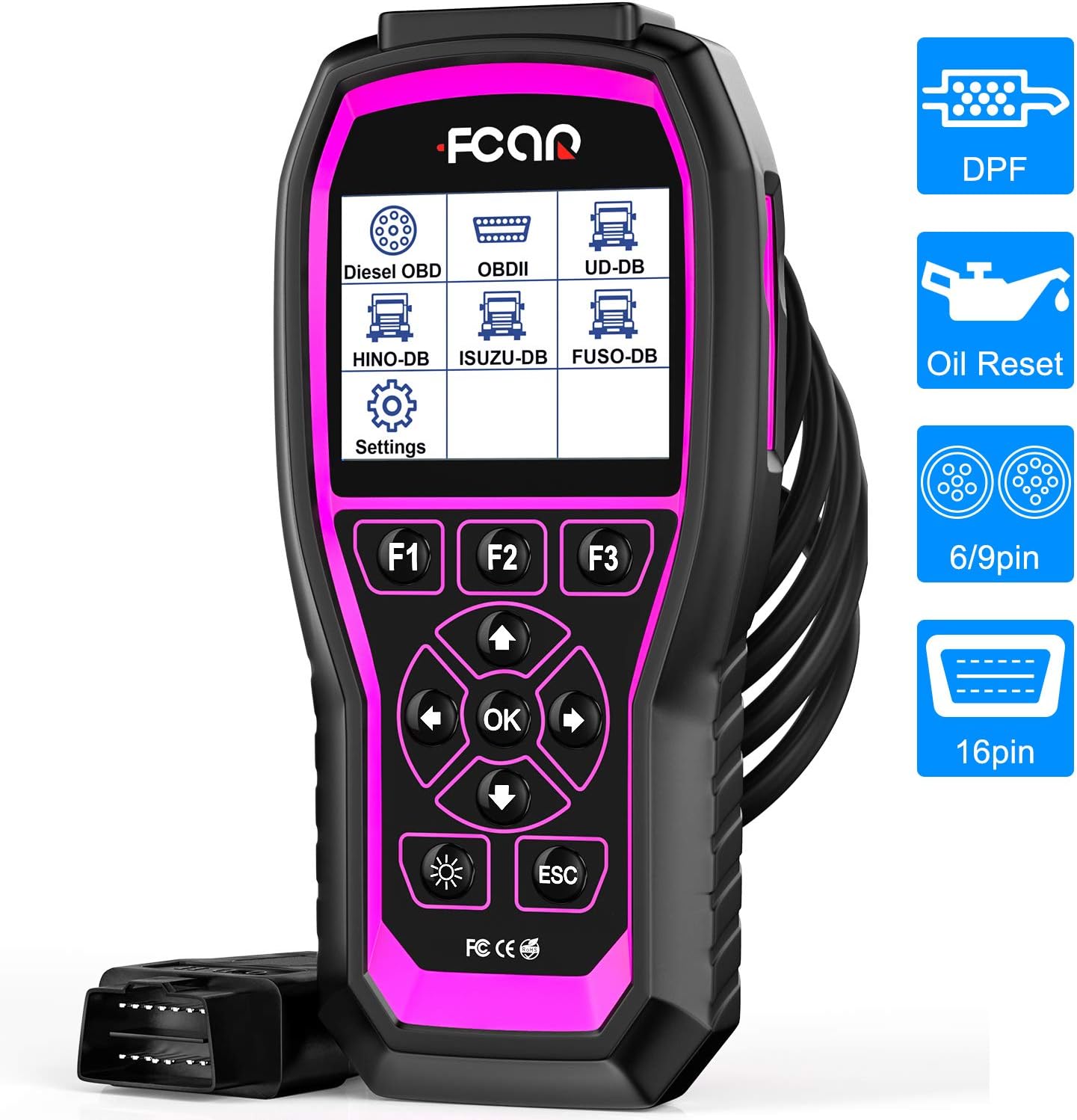NEXAS Heavy Duty Truck Code Reader F506 PRO Enhanced Full-Systems OBD2 Scan Tool for DPF Reset & Regeneration and Diesel OBD Oil Reset with Engine ABS SRS Smoother for Truck and Car