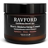 RAVFORD Men’s Face Moisturizer for Dry & Aging Skin, Intensive Hydration Cream with Hyaluronic Acid & Vitamin C for Anti-Aging Care, Fast Absorbing, Non-Greasy, Unscented, Made in USA, 2 oz