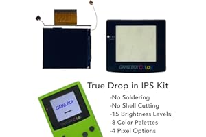 Game Boy Color 2.45 Inch IPS Backlight LCD Screen Replacement Kit [DROP-IN, NO SOLDER] for Gameboy Color GBC (With Black Scre