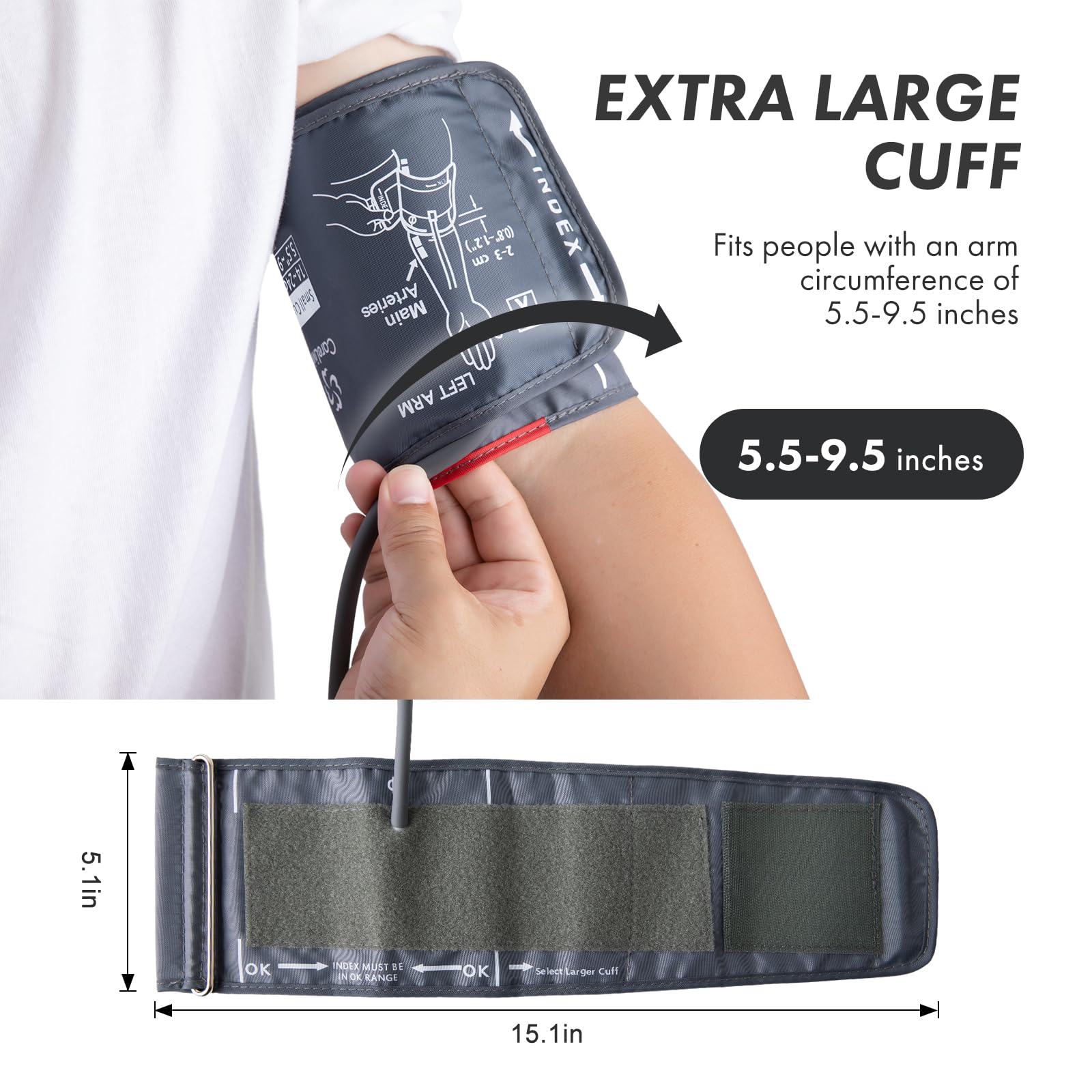 CareLiving Small Blood Pressure Cuff 5.5”-9.5” Inches (14-24CM), Small Child Cuff, Compatible with Most Monitors, ARM Blood Pressure Replacement Cuff with 5 Connectors