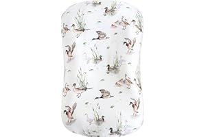 LifeTree Muslin Baby Lounger Cover, Newborn Slipcover Lounger Cover for Boys Girls Infant, Soft 70% Viscose from Bamboo and 30% Cotton, 1 Pack Cover Only, MallardDuck Pattern